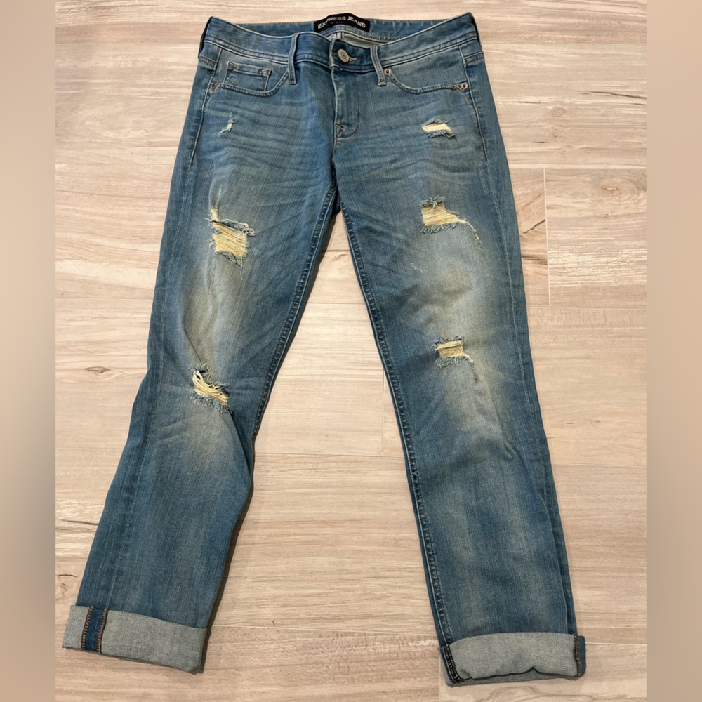 Express Blue Ankle & Cropped Distressed Jeans Size 2